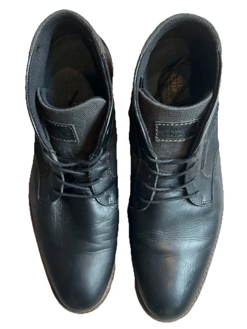 Bull Boxer Black Leather Chukka Boots Mens 13 Lace Up Casual Minimalist